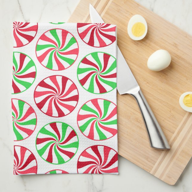 Christmas peppermint pattern kitchen towel (Quarter Fold)