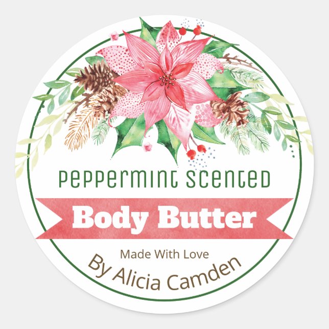 Christmas Peppermint Scented Body Butter Labels (Front)