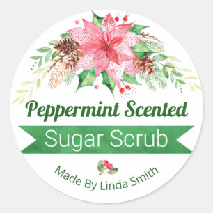 Christmas Peppermint Scented Sugar Scrub Labels