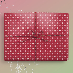 Christmas Peppermint Snowflake Polka Dot Wrapping Paper