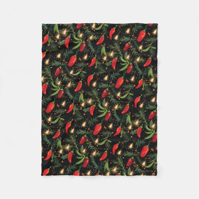 Christmas Peppers Fleece Blanket (Front)