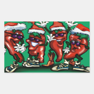 Christmas Peppers Rectangular Sticker