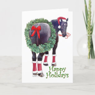 Christmas Percheron Draught   Horse Holiday Card