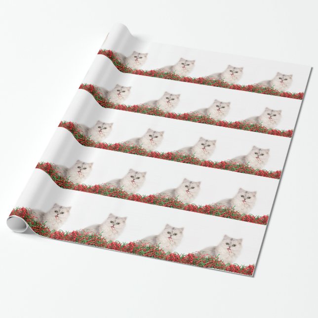 Christmas persian cat wrapping paper (Unrolled)