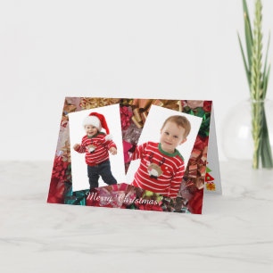 Christmas Personalise 2 Photos of Children Holiday Card