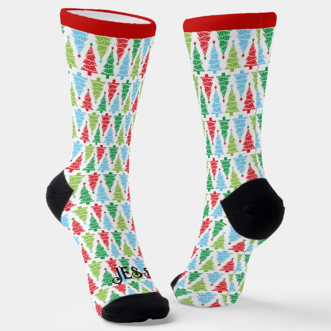 Christmas Personalise Name Novelty Gift Socks (Angled)