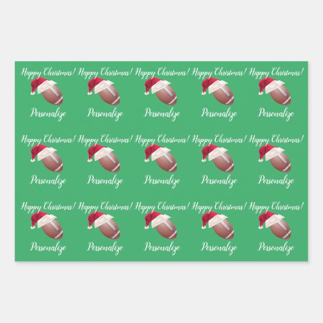 Christmas Personalised American Football Wrapping Paper Sheet (Front)