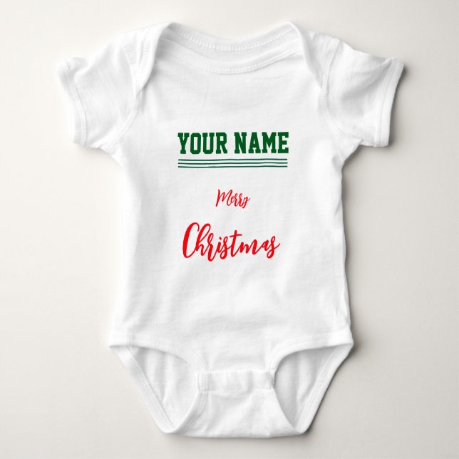  Christmas personalised Baby Jersey Bodysuit colou (Front)
