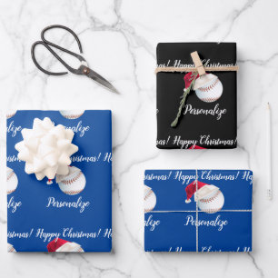 Christmas Personalised Baseball Sports Santa Wrap Wrapping Paper Sheet