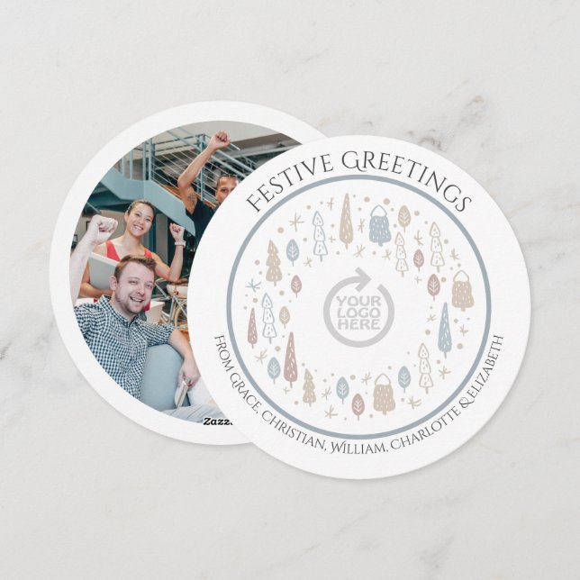 Christmas Personalised Business Corporate Logo Holiday Card (Front/Back)