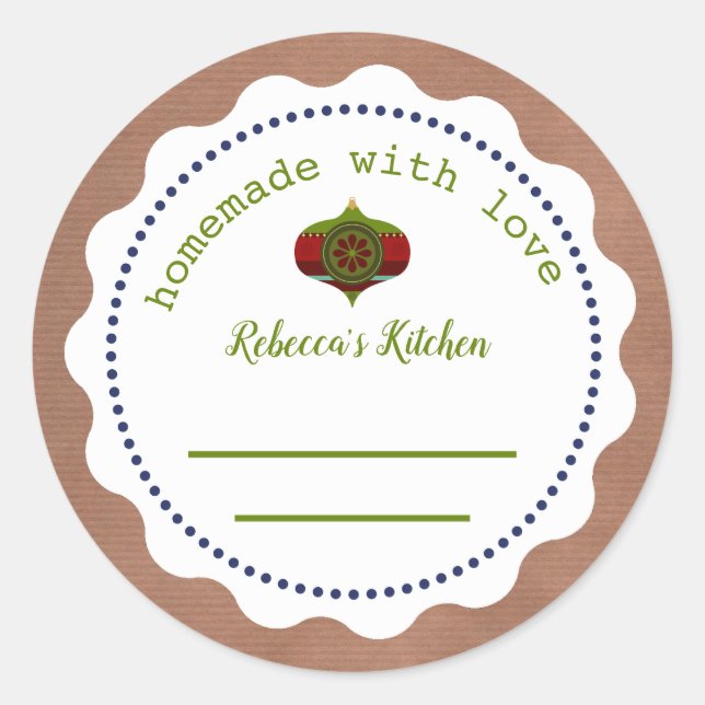 Christmas  Personalised Canning | Homemade Classic Round Sticker (Front)