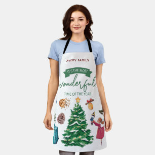 Christmas Personalised Cute Illustrations Apron