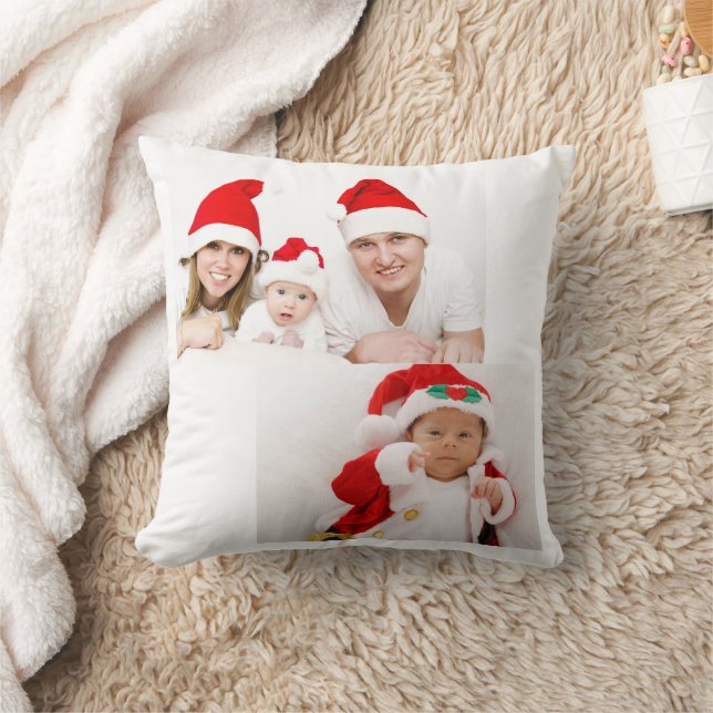 Christmas Personalised Family Photo Collage Santa Cushion (Blanket)