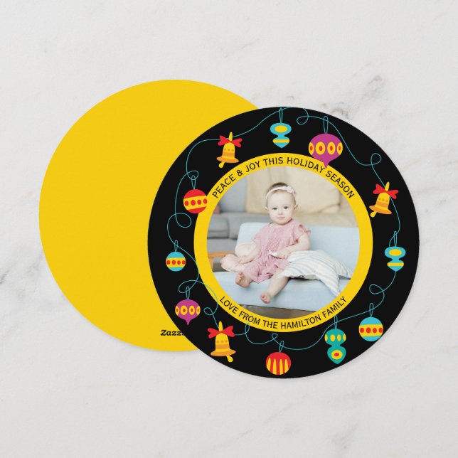 Christmas Personalised Fun Modern Wreath Photo  Holiday Card (Front/Back)