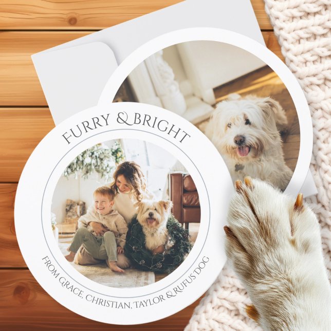 Christmas Personalised Furry and Bright Photo Holiday Card (Christmas Personalized Furry and Bright Photo Holiday Card by Ricaso. Pet cards or change to suit)