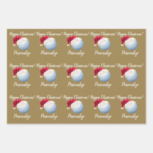 Christmas Personalised Golf Ball Sports Santa Wrap Wrapping Paper Sheet