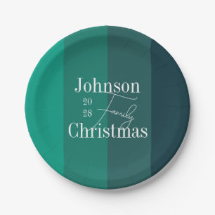 Christmas Personalised Green Family Christmas Paper Plate