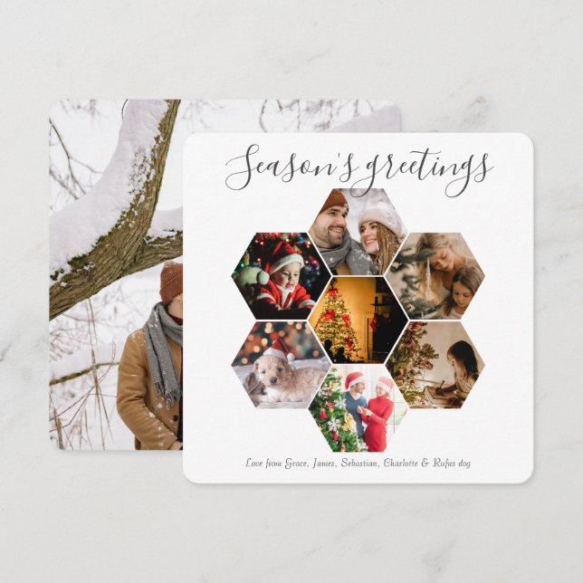 Christmas Personalised Hexagon Photo Holiday Card (Front/Back)