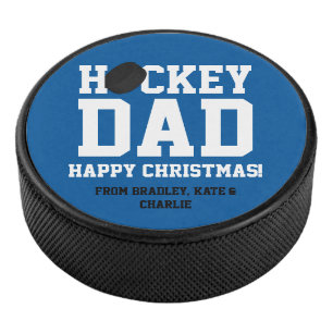 Christmas Personalised Hockey Dad Hockey Puck