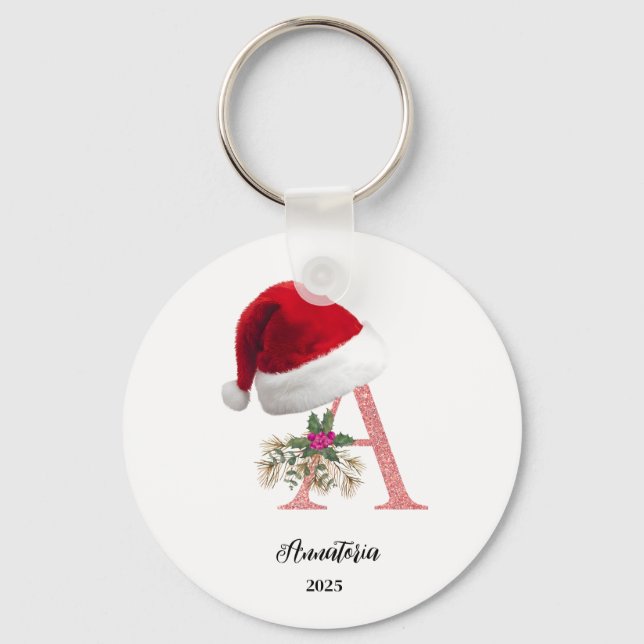Christmas Personalised Letter Name Key Ring (Front)