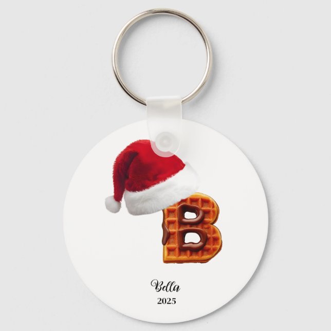 Christmas Personalised Letter Name Key Ring (Front)