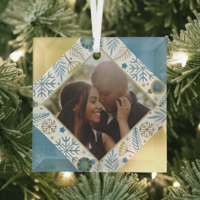 Christmas Personalised Modern Photo Glass Tree Decoration (Insitu)
