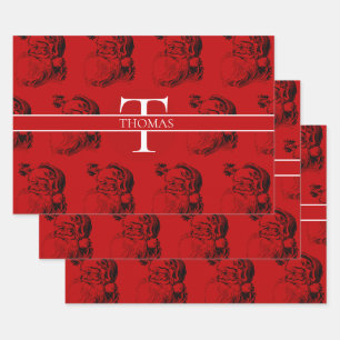 Christmas Personalised Monogrammed Custom Name Wrapping Paper Sheet