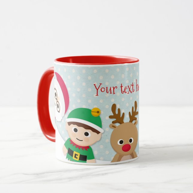 Christmas Personalised Mug, Santa Claus, Elf Mug (Front Left)