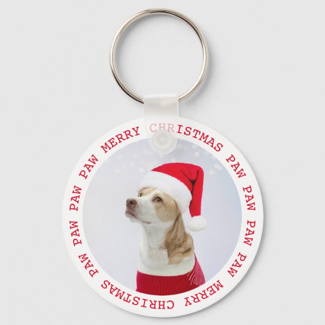 Christmas Personalised Pet Photo Key Ring (Front)