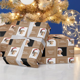 Christmas Personalised Photo Template Brown Wrapping Paper