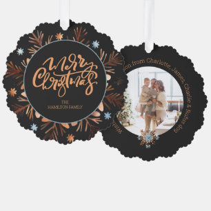 Christmas Personalised Photo Wreath and Typography Tree Decoration Card
