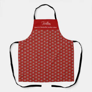 Christmas Personalised Red Nordic Folk Snowflake  Apron