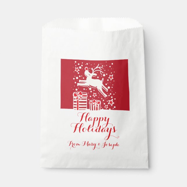 Christmas personalised reindeer gift bags (Front)