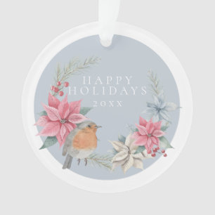 Christmas Personalised Robin And Holiday Wreath Ornament