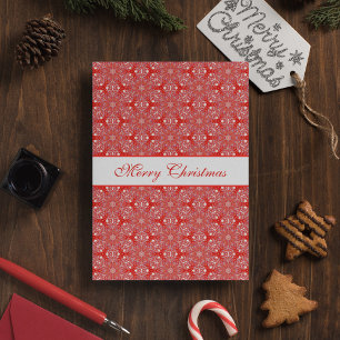 Christmas Personalised Snowflake Star Pattern Red Holiday Card