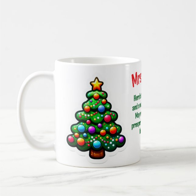 Christmas personalised teachers coffee mug gift (Left)