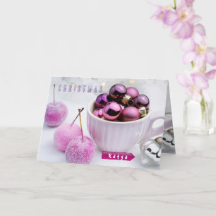 Christmas Personalised Violet Balls Ornaments Card