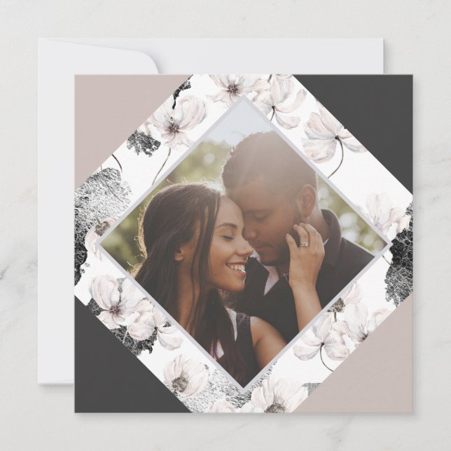 Christmas Personalised Winter Flowers Photo Holiday Card (Front)