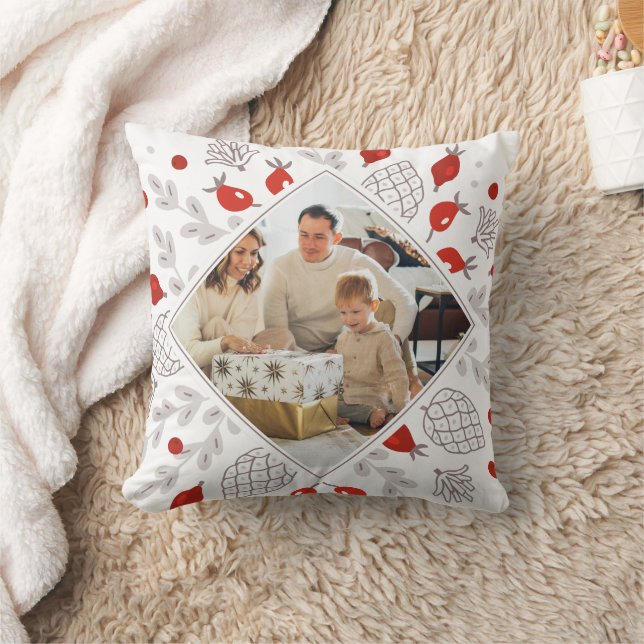 Christmas Personalised Winter Foliage Photo Cushion (Blanket)