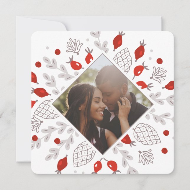Christmas Personalised Winter Foliage Photo Holiday Card (Front)