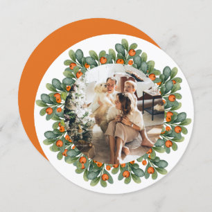 Christmas Personalised Wreath Photo Frame Round Holiday Card
