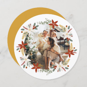 Christmas Personalised Wreath Photo Frame Round Holiday Card