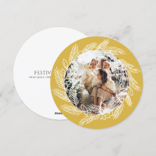 Christmas Personalised Wreath Photo Frame Round Holiday Card