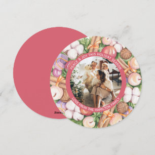 Christmas Personalised Wreath Photo Frame Round Holiday Card