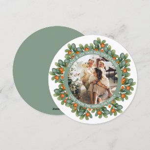 Christmas Personalised Wreath Photo Frame Round Holiday Card