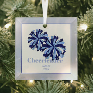 Christmas Personalized Cheer Poms Glass Ornament