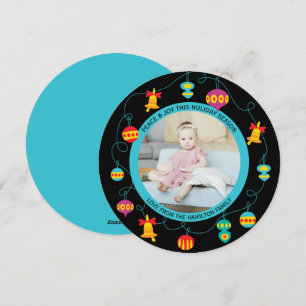 Christmas Personalized Fun Modern Wreath Photo Holiday Card
