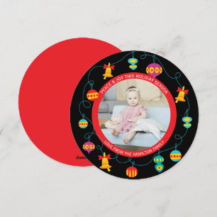 Christmas Personalized Fun Modern Wreath Photo  Holiday Card