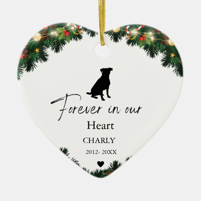 Christmas Pet  Cat Dog Memorial name  Ceramic Tree Decoration (Front)