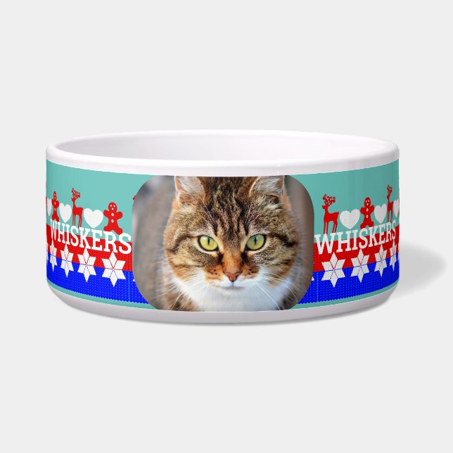 Christmas Pet Dog | Cat Personalised Photo Bowl (Front)